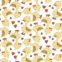 Cartoon yellow goose pattern in different turns. Goose, duck, pet, farm. Printing on textiles and paper vector