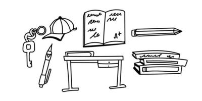 A set of doodle elements for school. This illustration can be used to create visually engaging educational materials, such as worksheets, posters, or flashcards vector