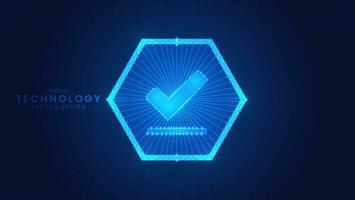 Futuristic blue check mark. Modern digital low polygon style vector