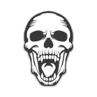 Human skull open big mouth and teeth also two big teeth vectro design vector