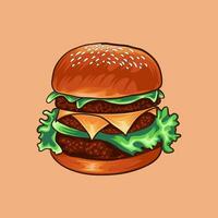 hamburguesa rápido comida vector ilustración