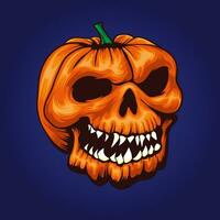 Halloween pumpkin skull vector illustration design