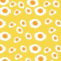 Fried Eggs Pattern. Vector Seamless Fried Eggs Pattern or Wallpaper. Morning breakfast seamless pattern with fried eggs.  Cartoon illustration on blue background. Vector background for textile.