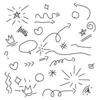 Hand-drawn seamless doodle illustration. Vector set of different crowns, hearts, stars.