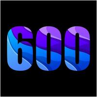 number 600 colorful gradient logo design vector