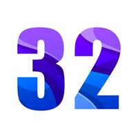 vector number 32  colorful gradient design