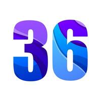 vector number  36 colorful gradient design