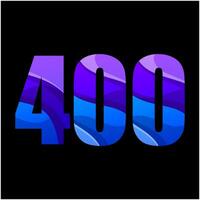 number 400 colorful gradient logo design vector