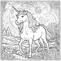 unicornio colorante paginas dibujos animados estilo foto