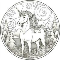 Unicorn Coloring Pages Cartoon Style photo