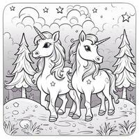 Unicorn Coloring Pages Cartoon Style photo