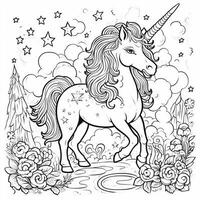 unicornio colorante paginas dibujos animados estilo foto