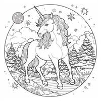 Unicorn Coloring Pages Cartoon Style photo