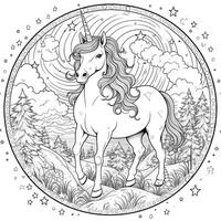 Unicorn Coloring Pages Cartoon Style photo