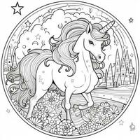 Unicorn Coloring Pages Cartoon Style photo