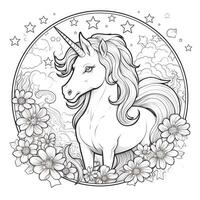 Unicorn Coloring Pages Cartoon Style photo