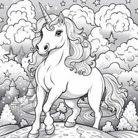 Unicorn Coloring Pages Cartoon Style photo