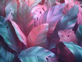 Tropical leaves colorful illustration background AI Generative photo