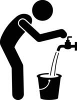 Bucket icon symbol vector image. Illustration of the bucket cleaning equipment washing outline design image. EPS 10