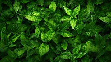 tropical hojas con agua gotas en verde hojas antecedentes. realista hojas textura. vector ilustración ai generativo foto