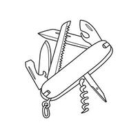 Hand drawn Kids drawing Cartoon Vector illustration army knife Isolated on White Background