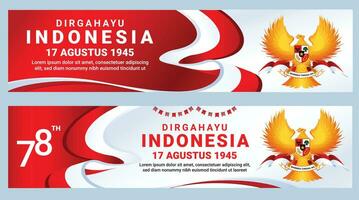 Banner Indonesia national day celebrate indepencence garuda democracy 17 august gradient landscape background template vector