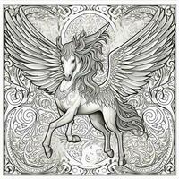 Nouveau Art Pegasus Coloring Pages photo