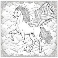 Nouveau Art Pegasus Coloring Pages photo