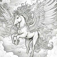 Nouveau Arte Pegaso colorante paginas foto