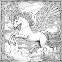 Nouveau Arte Pegaso colorante paginas foto