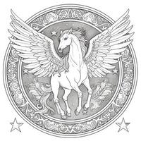 Nouveau Art Pegasus Coloring Pages photo