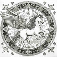 Nouveau Art Pegasus Coloring Pages photo