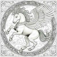 Nouveau Art Pegasus Coloring Pages photo