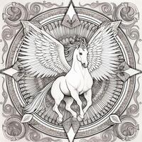 Nouveau Art Pegasus Coloring Pages photo