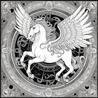 Nouveau Art Pegasus Coloring Pages photo