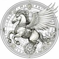 Nouveau Art Pegasus Coloring Pages photo