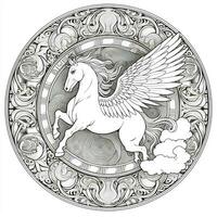 Nouveau Art Pegasus Coloring Pages photo