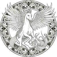 Nouveau Art Pegasus Coloring Pages photo