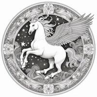 Nouveau Art Pegasus Coloring Pages photo