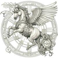 Nouveau Art Pegasus Coloring Pages photo