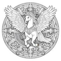 Nouveau Art Pegasus Coloring Pages photo