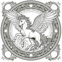 Nouveau Art Pegasus Coloring Pages photo