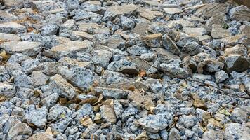 Close-up background of concrete road debris that has been demolished. photo