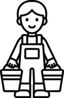 Bucket icon symbol vector image. Illustration of the bucket cleaning equipment washing outline design image. EPS 10