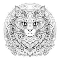 Ornamental Cat Coloring Pages photo