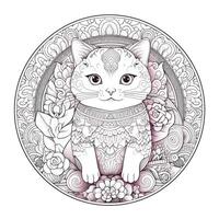 Ornamental Cat Coloring Pages photo