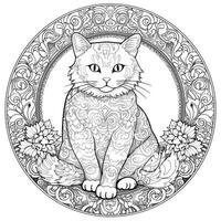 Ornamental Cat Coloring Pages photo