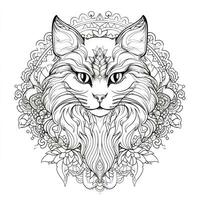 Ornamental Cat Coloring Pages photo