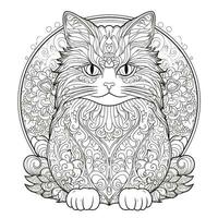 Ornamental Cat Coloring Pages photo