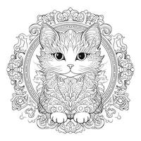 Ornamental Cat Coloring Pages photo